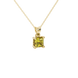Princess canary yellow gemstone pendant, yellow gold lotus basket setting.
