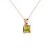 Princess canary yellow gemstone pendant, rose gold lotus basket setting.