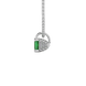 Side profile, white gold emerald green pendant, pavé basket gallery.