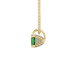 Side profile, yellow gold emerald green pendant, pavé basket gallery.