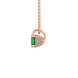 Side profile, rose gold emerald green pendant, pavé basket gallery.