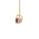 Side profile, yellow gold raspberry red pendant, pavé basket gallery.