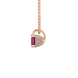 Side profile, rose gold raspberry red pendant, pavé basket gallery.