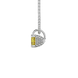 Side profile, white gold canary yellow pendant, pavé basket gallery.