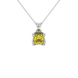 Princess canary yellow gemstone pendant, white gold tulip basket setting.