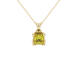 Princess canary yellow gemstone pendant, yellow gold tulip basket setting.