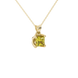 Close-up, princess canary yellow gemstone, yellow gold tulip pendant.
