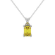 Emerald Cut Yellow Gemstone Solitaire Pendant in Rose Gold Four Prong Setting