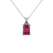 Emerald Cut Red Gemstone Solitaire Pendant in Rose Gold Four Prong Setting