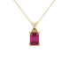 Emerald Cut Red Gemstone Solitaire Pendant in Rose Gold Four Prong Setting