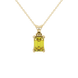 Emerald Cut Yellow Gemstone Solitaire Pendant in Rose Gold Four Prong Setting