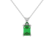 Emerald Cut Green Gemstone Solitaire Pendant in Rose Gold Four Prong Setting