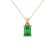 Emerald Cut Green Gemstone Solitaire Pendant in Rose Gold Four Prong Setting