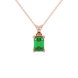Emerald Cut Green Gemstone Solitaire Pendant in Rose Gold Four Prong Setting