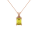 Emerald Cut Yellow Gemstone Solitaire Pendant in Rose Gold Four Prong Setting