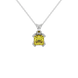 Princess canary yellow gemstone pendant, white gold vintage basket setting.