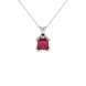Princess raspberry red gemstone pendant, white gold vintage basket setting.