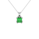 Princess emerald green gemstone pendant, white gold vintage basket setting.