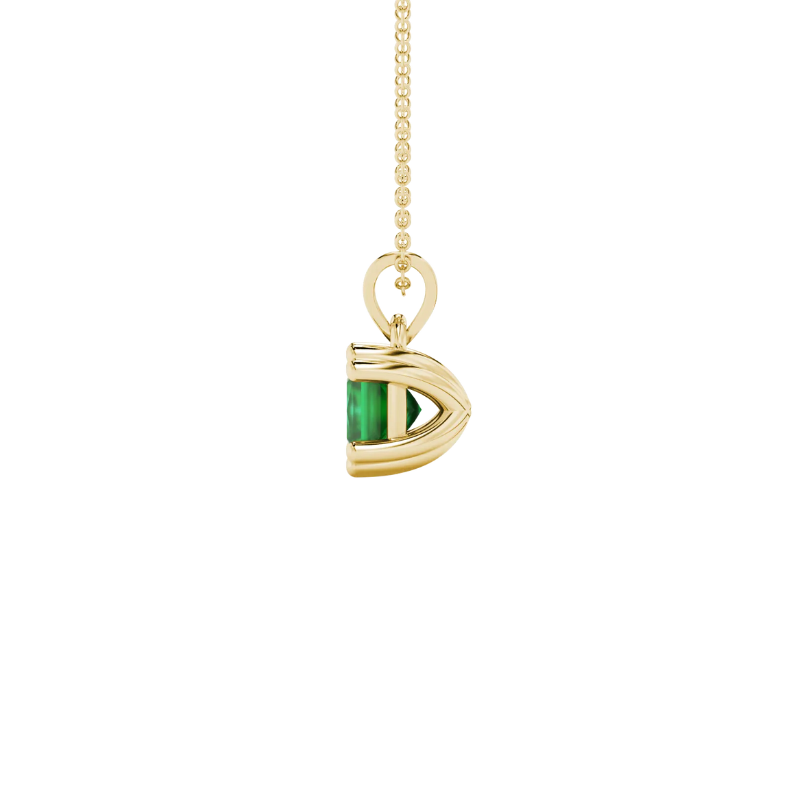 Side profile, yellow gold emerald green pendant, vintage basket gallery.