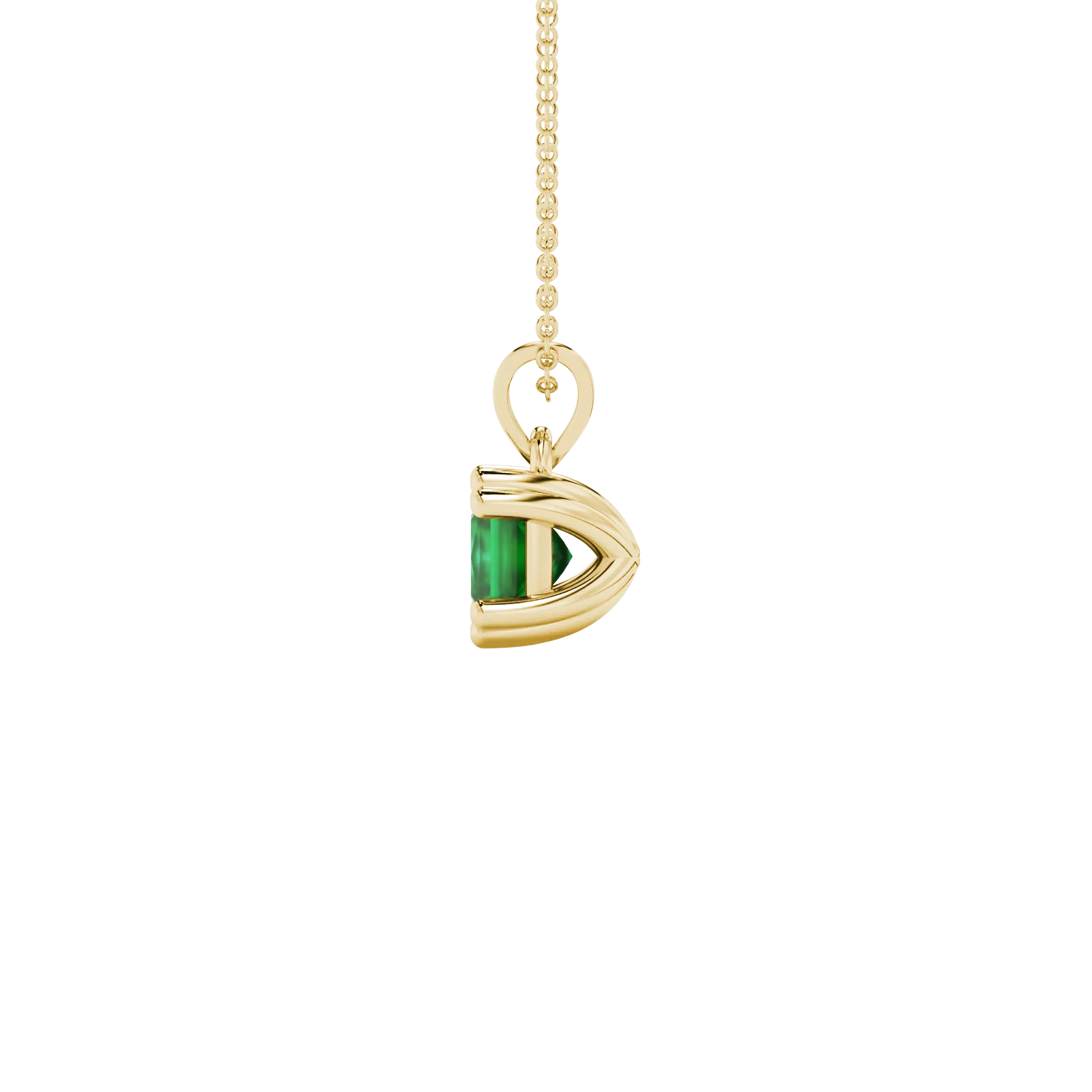 Side profile, yellow gold emerald green pendant, vintage basket gallery.