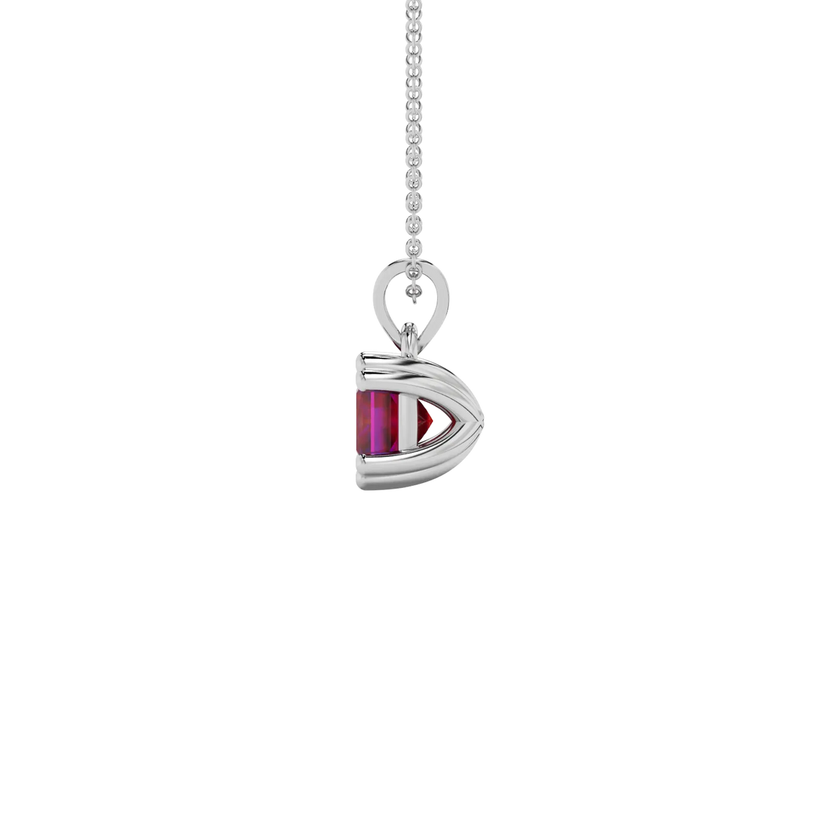 Side profile, white gold raspberry red pendant, vintage basket gallery.