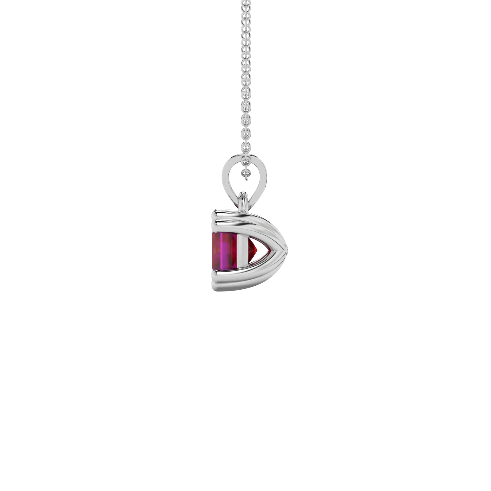 Side profile, white gold raspberry red pendant, vintage basket gallery.