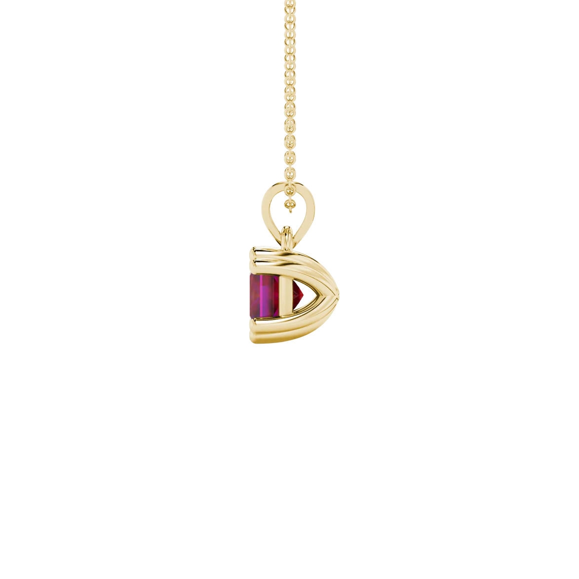 Side profile, yellow gold raspberry red pendant, vintage basket gallery.
