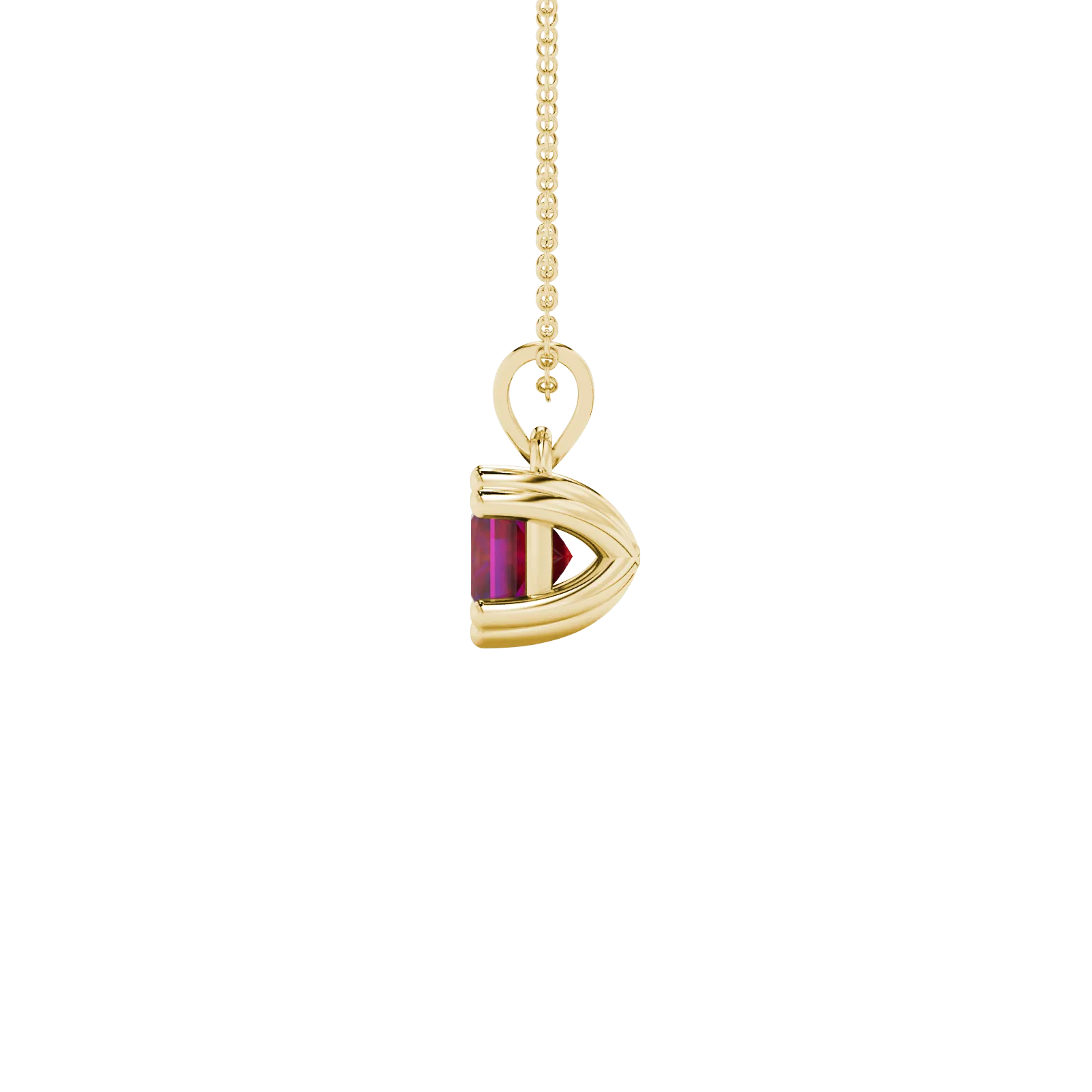 Side profile, yellow gold raspberry red pendant, vintage basket gallery.