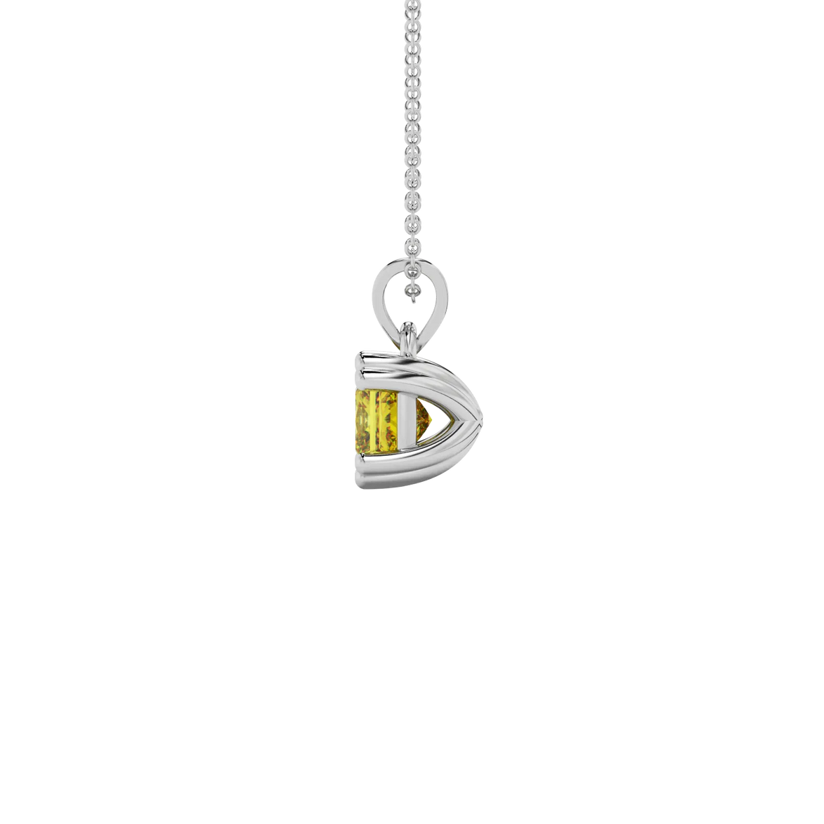 Side profile, white gold canary yellow pendant, vintage basket gallery.