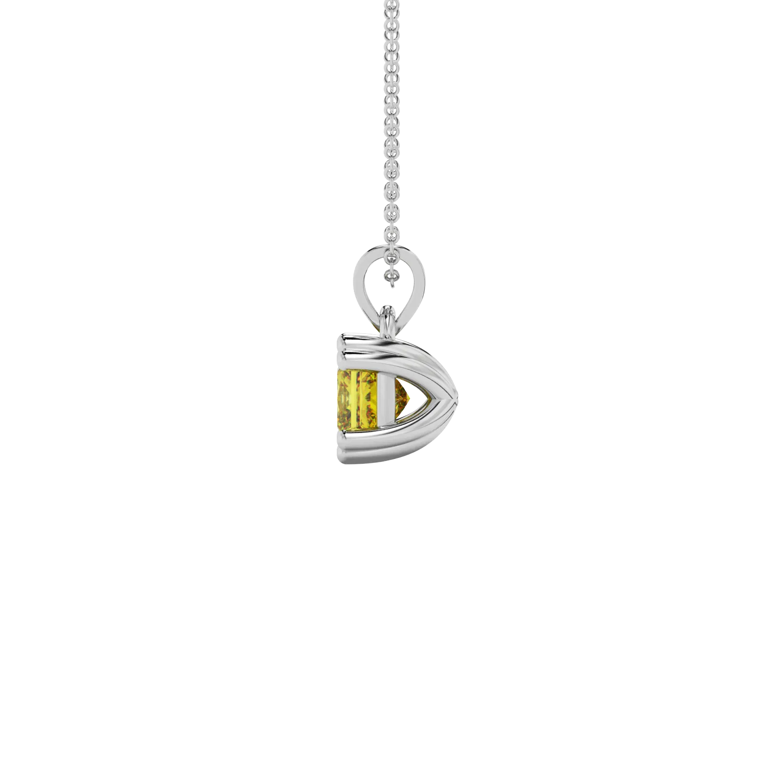Side profile, white gold canary yellow pendant, vintage basket gallery.