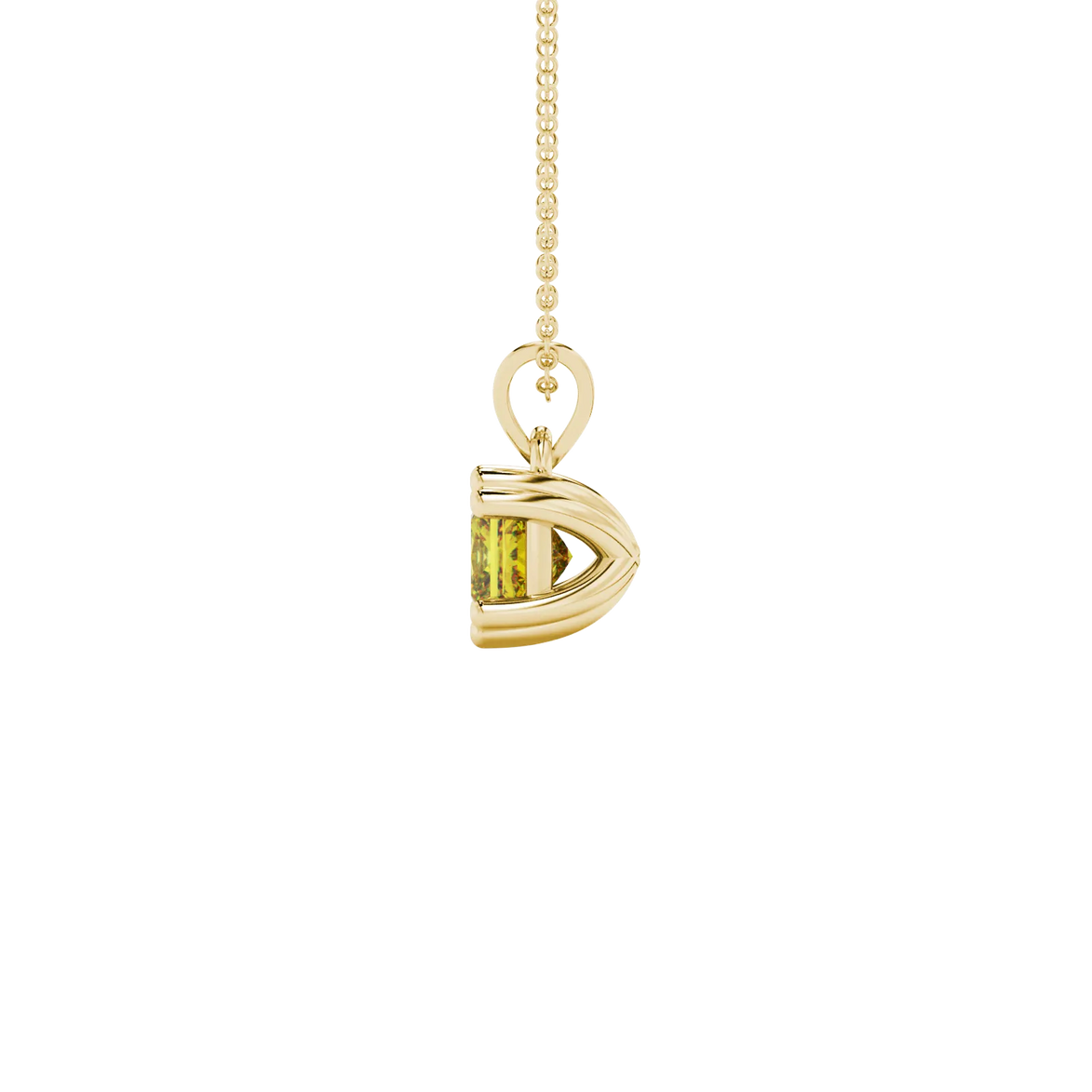 Side profile, yellow gold canary yellow pendant, vintage basket gallery.
