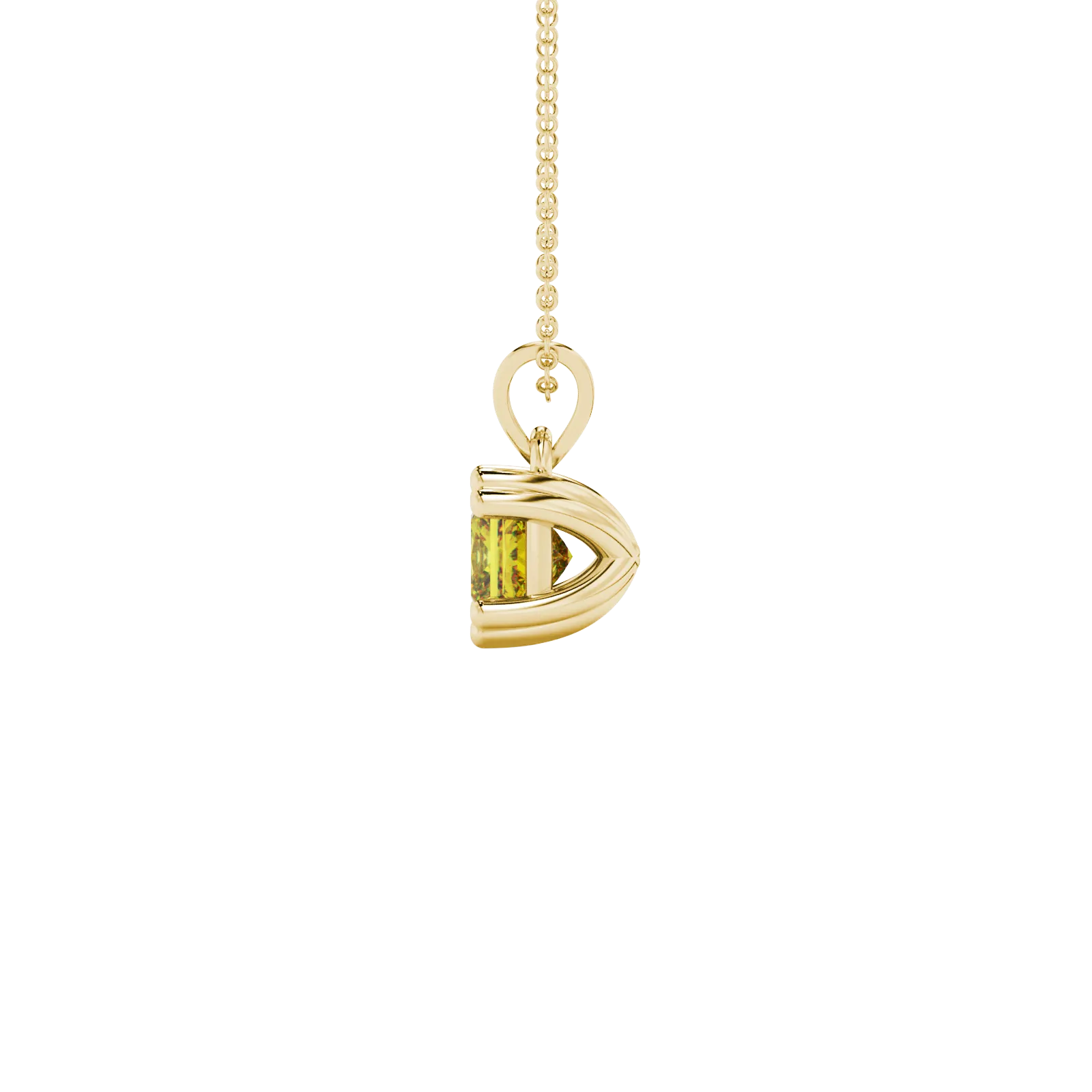 Side profile, yellow gold canary yellow pendant, vintage basket gallery.