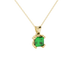 Close-up, princess emerald green gemstone, yellow gold vintage pendant.