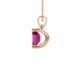 Emerald Cut Red Gemstone Solitaire Pendant in Rose Gold Four Prong Setting
