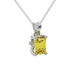 Emerald Cut Yellow Gemstone Solitaire Pendant in Rose Gold Four Prong Setting