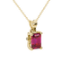 Emerald Cut Red Gemstone Solitaire Pendant in Rose Gold Four Prong Setting