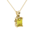 Emerald Cut Yellow Gemstone Solitaire Pendant in Rose Gold Four Prong Setting