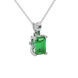 Emerald Cut Green Gemstone Solitaire Pendant in Rose Gold Four Prong Setting