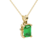 Emerald Cut Green Gemstone Solitaire Pendant in Rose Gold Four Prong Setting