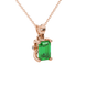 Emerald Cut Green Gemstone Solitaire Pendant in Rose Gold Four Prong Setting