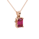Emerald Cut Red Gemstone Solitaire Pendant in Rose Gold Four Prong Setting