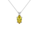 Pear shape canary yellow gemstone pendant, white gold four-prong setting.