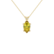 Pear shape canary yellow gemstone pendant, yellow gold four-prong setting.