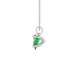 Side profile, white gold emerald green pendant, four-prong gallery.