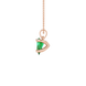 Side profile, rose gold emerald green pendant, four-prong gallery.