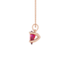 Side profile, rose gold raspberry red pendant, four-prong gallery.