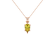 Pear shape canary yellow gemstone pendant, rose gold six-prong setting.