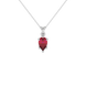 Pear shape raspberry red gemstone pendant, white gold six-prong setting.