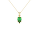 Pear shape emerald green gemstone pendant, yellow gold six-prong setting.