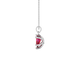 Side profile, white gold raspberry red pendant, six-prong gallery design.